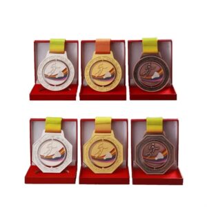 Custom Die Cast Medal with Rainbow Neck Ribbon