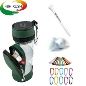 Golf Balls, Bag and Colorful Tees w/ Carrabiner Clip Set