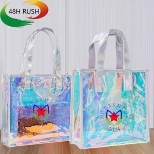 Rainbow colored Half-Transparent Holographic Tote Bag