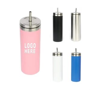 20 oz Vacuum Insulation Travel Tumbler with Steel Straw