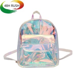 Laser Half-transparent Shoulder Bag W/ Zipper