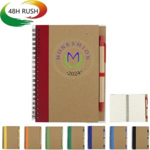 Colorful Kraft Paper Spiral Notepad and Pen Set