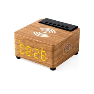 3 in 1 Square Wood Charger, Bluetooth Speaker, Alarm Clock