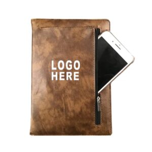 Soft PU Leather Cover Notebook with Zipper Pocket