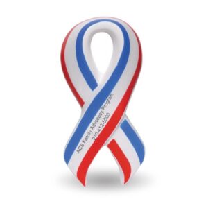 Patriotic ribbon shaped stress reliever