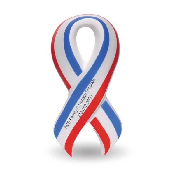 Patriotic ribbon shaped stress reliever