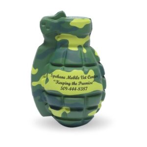 Camouflage grenade shaped stress reliever