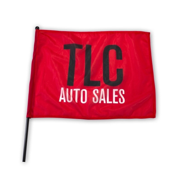 Waving Rally Flag 22" x 17" w/ 24" Pole 110 Polyester