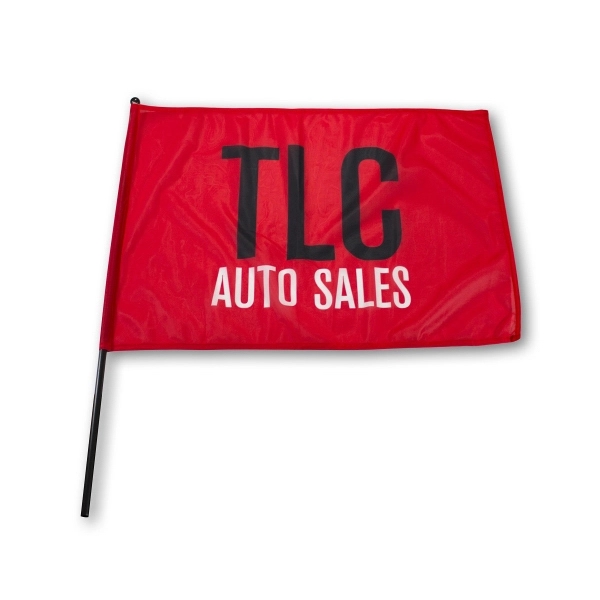 Waving Rally Flag 27.5"x19.5" w/24" Pole 110 Polyester