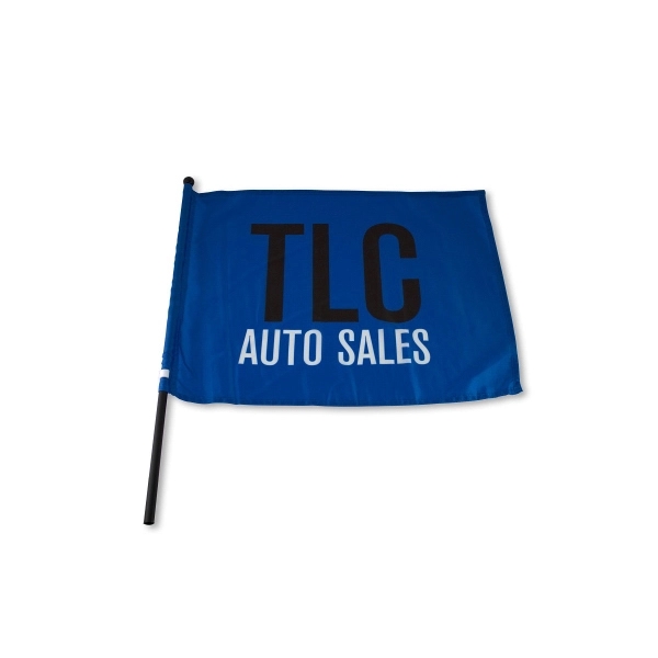 Waving Rally Flag 22" x 17" w/ 24" Pole 75D Polyester