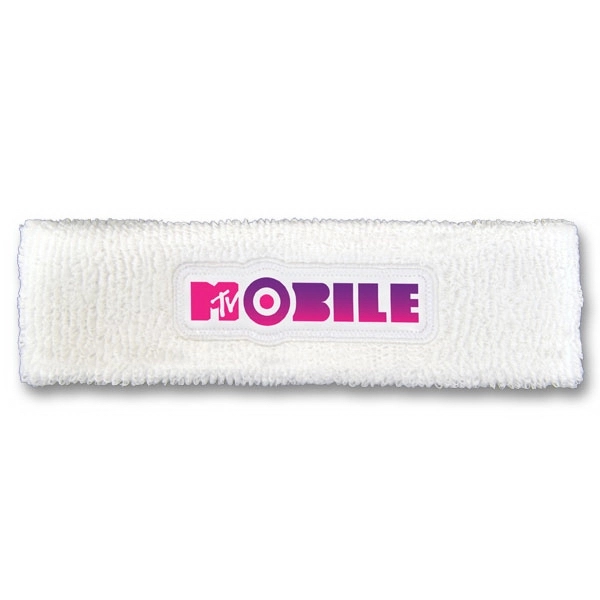 Heavyweight Terry Headband with Sewn Laminated Applique