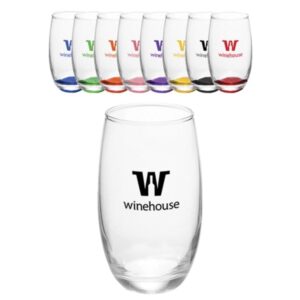 15 oz. Mikonos Clear Stemless Wine Glasses