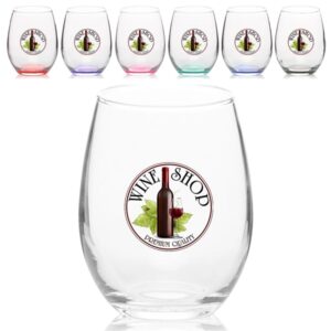 9 oz. Stemless Etched Wine Glasses