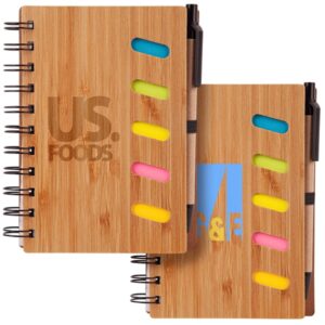 4.75" x 6" Bamboo Notebook with Pen andamp; Sticky Notes