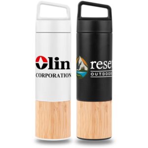 20oz. Bamboo-Wrapped Insulated Water Bottle with Handle andamp; Po