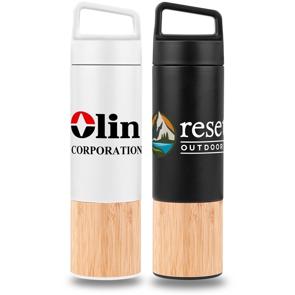 20oz. Bamboo-Wrapped Insulated Water Bottle with Handle andamp; Po