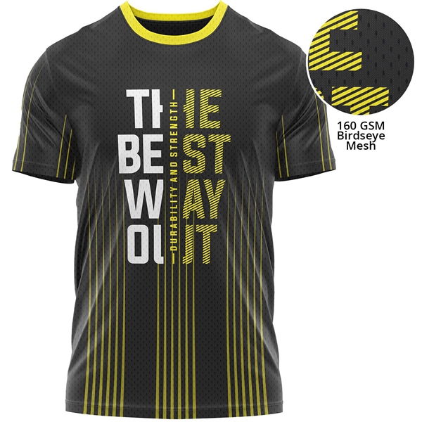 Unisex 160 GSM Birdseye Mesh Sublimated Short Sleeve T-Shirt