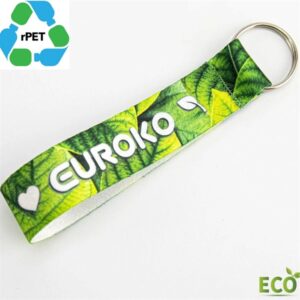3/4" rPET Recycled Poly Sublimation Wrist Lanyard Keyring