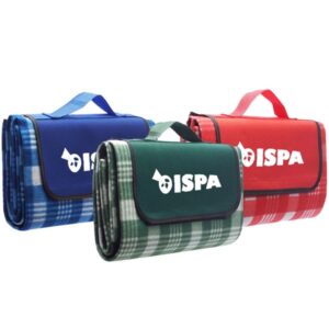 Picnic Blanket w/ Grid Pattern Design andamp; Woven Handle Roll Up
