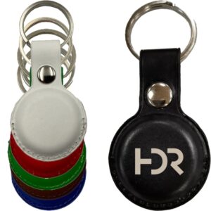 Leather Tag Holder w/ Snap Button andamp; Keyring Custom Logo