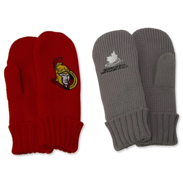 Thick Knitted Gloves Embroidered