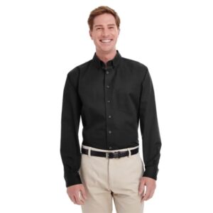Harriton Men's Foundation 100% Cotton Long-Sleeve Twill S...