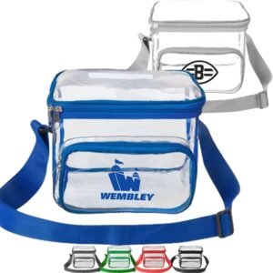 Large Stadium Clear PVC Lunch Bag w/ Front Zipper Pocket