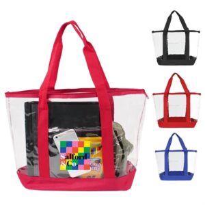 Clear Zipper Boat Tote With Front Pocket