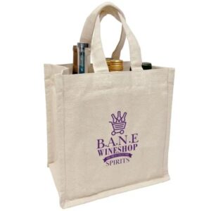 Heavyweight Cotton 6 Bottle Wine Tote Bag - Screen Print