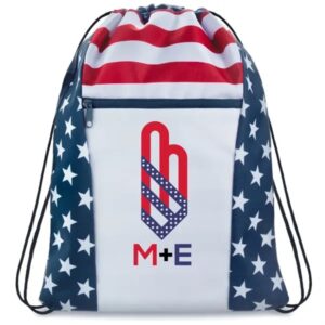 Custom American Flag Drawstring Tote Bags