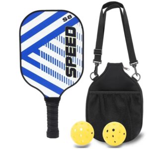 Fiberglass Pickleball Paddle andamp; Ball Set w/ Shoulder Bag
