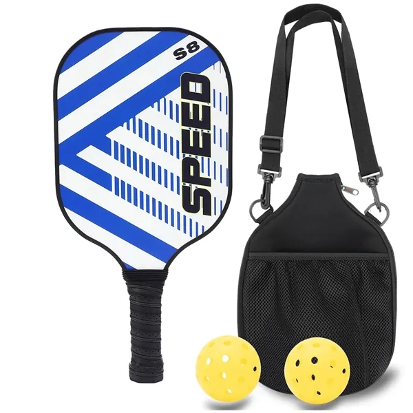 Fiberglass Pickleball Paddle andamp; Ball Set w/ Shoulder Bag