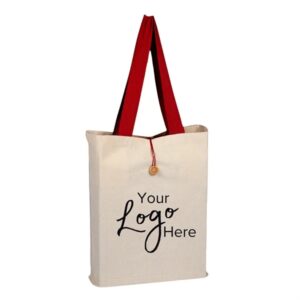 Button-Up Tote 15" x 16" x 3" Gusset Bag with Color Handles