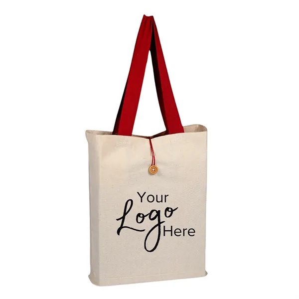 Button-Up Tote 15" x 16" x 3" Gusset Bag with Color Handles