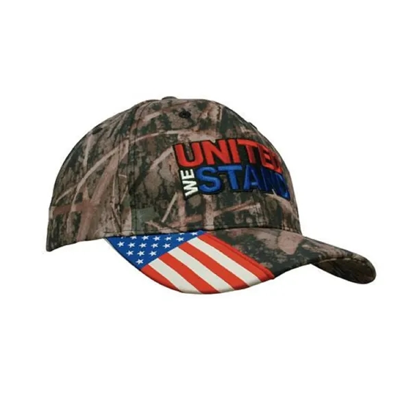 True Timber Camouflage/Woven USA Flag Peak Cap (Domest. Dec)