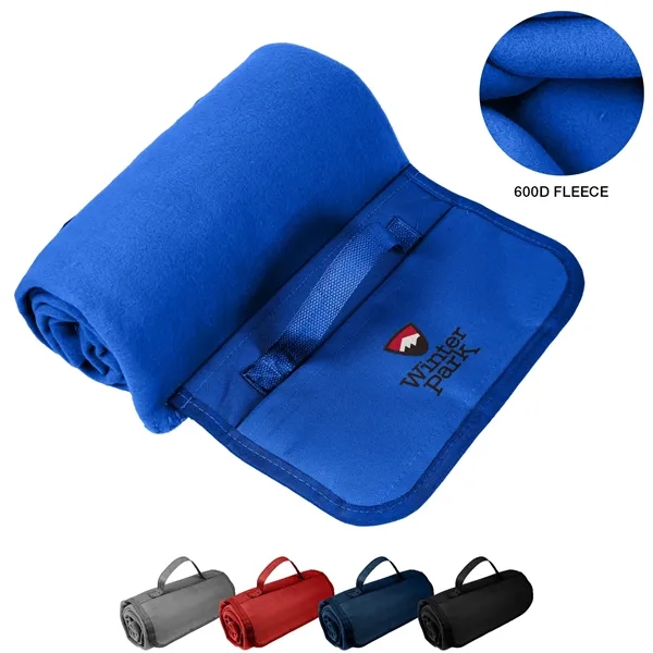 Fleece Roll Up Picnic Blanket w/ Easy carry handle 47" X 53"