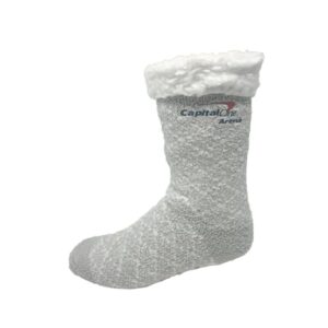 Sherpa Lined, Fuzzy Crew Sock w/ Full Color Print andamp; Grippers