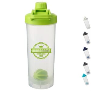 24 Oz. Plastic Shaker Bottle W/ Mixer andamp; Handle