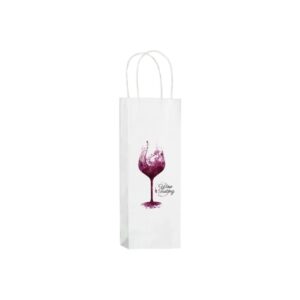 White Kraft Twisted Paper Handle Wine Bag - DIGITAL