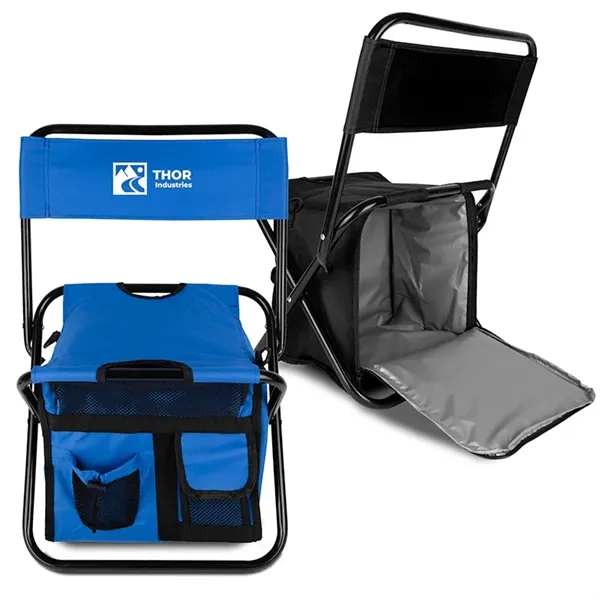Folding Chair with 24 Can Cooler Bag andamp; Pockets