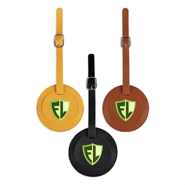 Round Shape PU Vegan Leather Luggage Tag
