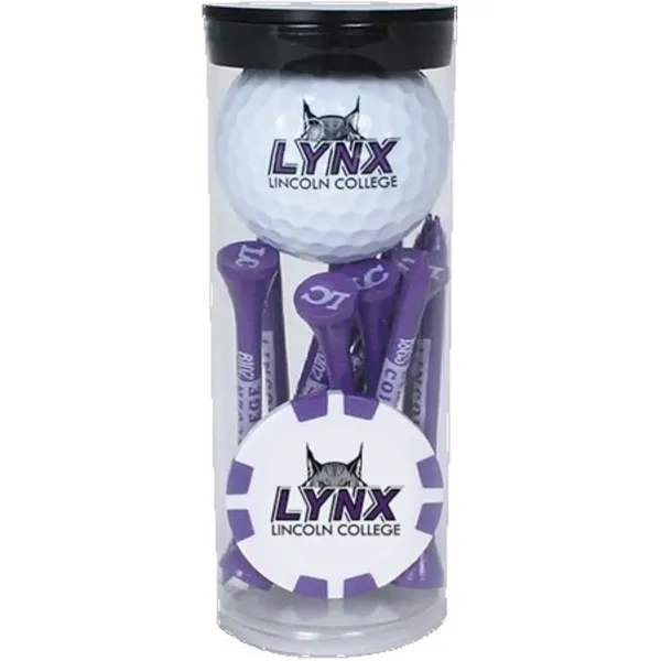 Golf Ball, Marker Poker Chip andamp; Tee Set Tube - Custom Imprint