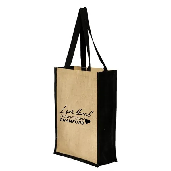Stylish Laminated Jute andamp; Cotton Tote with Leather Handles