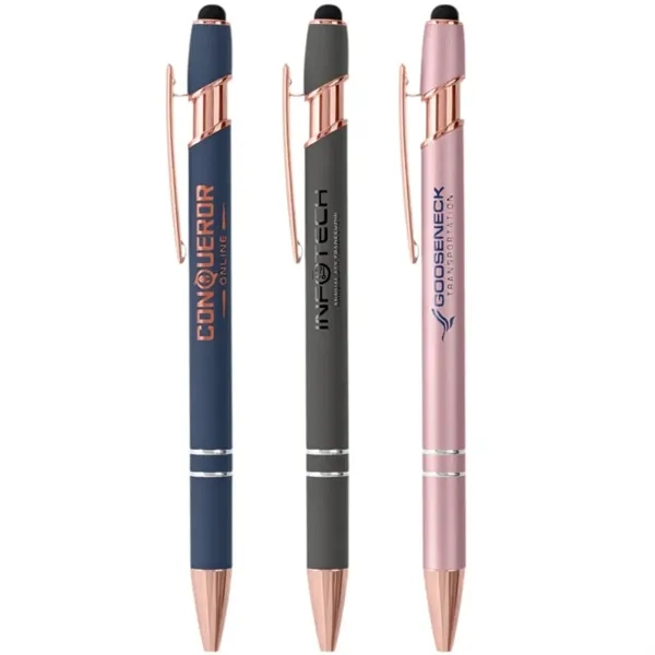 Soft Touch Rose Gold Trim Metal Pens