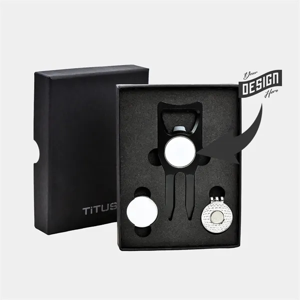 TiTUS® Golf Tool Set -Divot Tool, Ball Marker andamp; Cap Clip