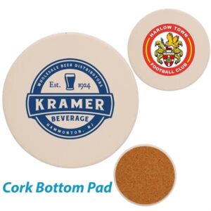 USA Printed 4" Round Ceramic Coaster w/ Custom Logo