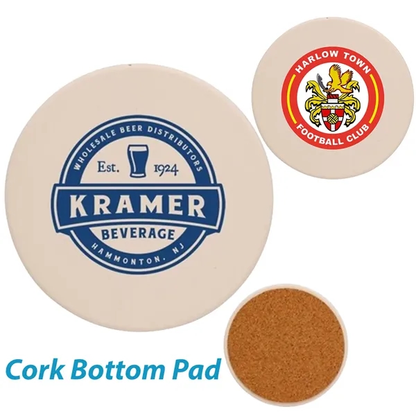 USA Printed 4" Round Ceramic Coaster w/ Custom Logo