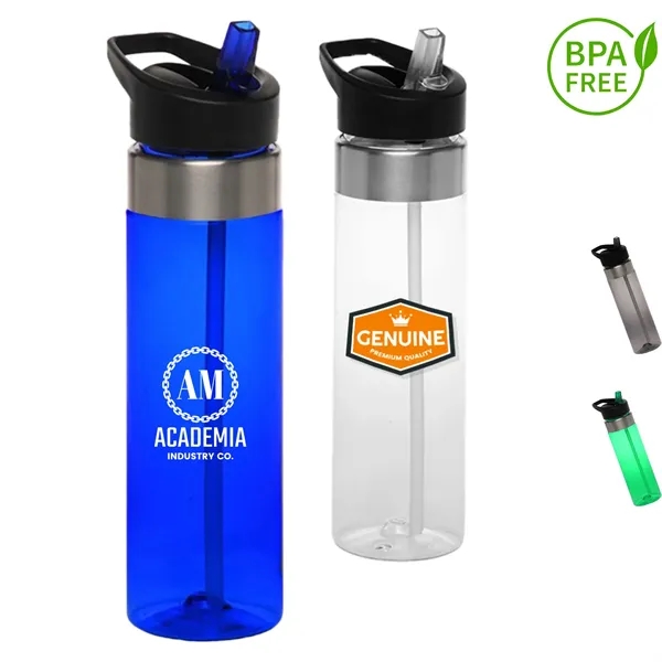 24 oz. BPA Plastic Translucent Sports Bottle w/ Flip-top lid
