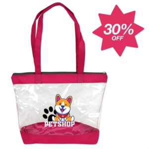 30% OFF - Rose Pink Basic Clear Zipper Tote