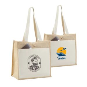 Jute Tote with Cotton Pocket andamp; Secure Closure